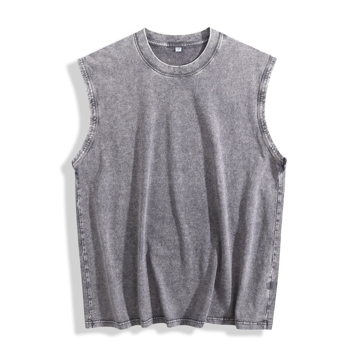 Acid Wash Distressed Sleeveless Top - Oversized Vintage Muscle Tee - Iris DTF
