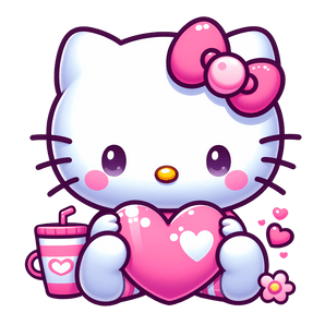 Hello Kitty Couple Heart Design - DTF Ready To Press