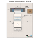suggested minimum work space 180' x 114"