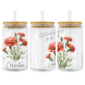 UV DTF 16 oz Libbey Cup Wrap January Carnation | Iris DTF