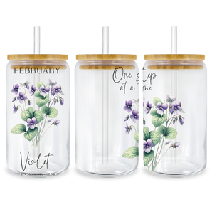 UV DTF 16 oz Libbey Glass Cup Wrap February | Iris DTF