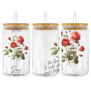 UV DTF 16 oz Libbey Cup Wrap Rose Birthday | Iris DTF