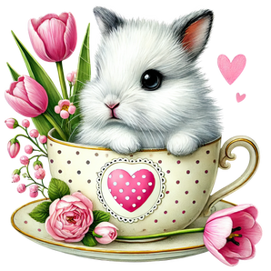 Tulip Cup Coffee Happy Valentine's Day Bunny Design | Iris DTF