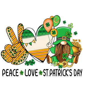 Peace Love - Saint Patrick's Day Gnome Design | Iris DTF