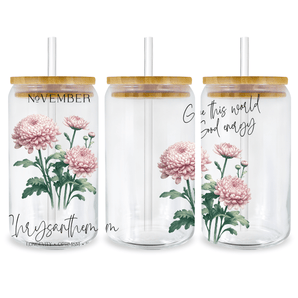 November Chrysanthemum Birthday Cup Wrap - DTF | Iris DTF