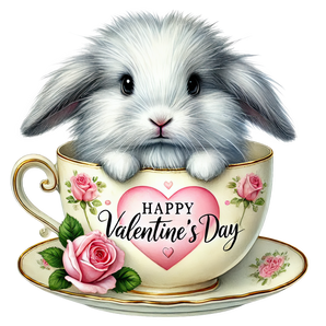 Bunny Coffee Cup Valentine's Day Design | Iris DTF