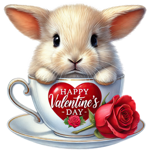 Coffee Cup Valentine's Day Bunny Design | Iris DTF