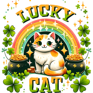 Cute Lucky Cat St. Patrick's Day Design | Iris DTF