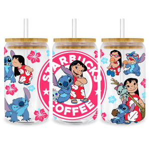 Lilo and Stitch Couple Starbucks Glass Wrap | Iris DTF