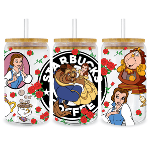 UV DTF 16 oz Libbey Cup Disney Princess Belle 1 | Iris DTF