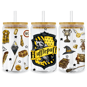 UV DTF 16 oz Libbey Glass Cup Wrap Hufflepuff | Iris DTF