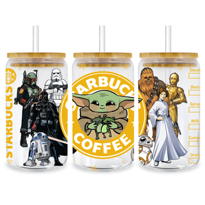 Grogu and Darth Vader Glass Cup Wrap V1 | Iris DTF