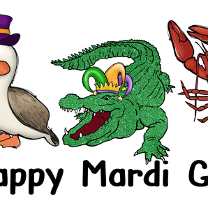 Happy Mardi Gras Crocodile Design - DTF Ready To Press
