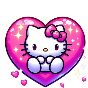 Valentine's Day Hello Kitty Design - DTF Ready To Press