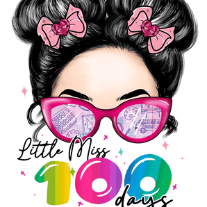 Messy Bun Hair Little Miss 100 Days Girl Design | Iris DTF