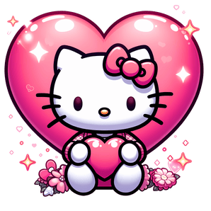 Hello Kitty Lover Heart Design - DTF Ready To Press