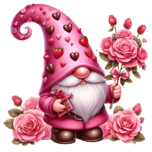 Gnome Rose and Chocolate Valentine's Design | Iris DTF