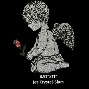 21088 Angel With Rose Rhinestone | Iris DTF