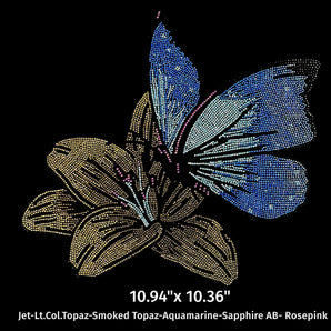 21097 Flower With Butterfly Rhinestone | Iris DTF
