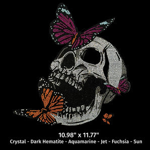 21099 Skull With Butterfly Rhinestone | Iris DTF