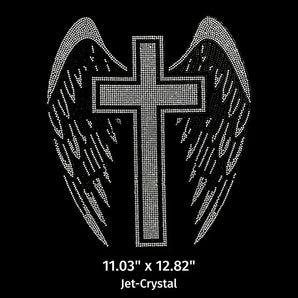 22012 Cross With Wings Rhinestone | Iris DTF
