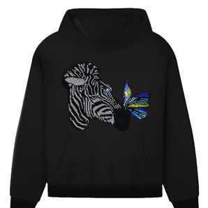 23032 Zebra with butterfly Rhinestone | Iris DTF