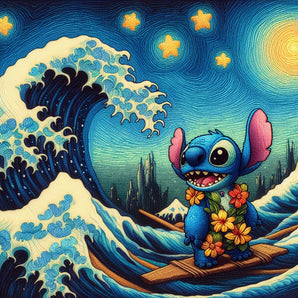 Stitch Van Gogh Style Surfing Ohana Design | Iris DTF