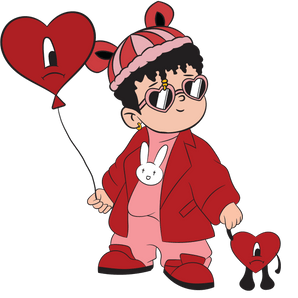 Bad Bunny Heart Balloon Valentine's Day Design | Iris DTF