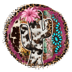 Wild Cactus Leopard Design - DTF Ready To Press