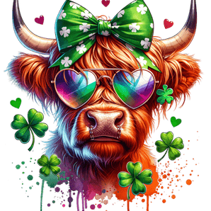 St Paddy's Day Patrick's Day Cool Highland Cow | Iris DTF