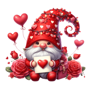 Gnome and Roses Valentine's Day Heart Design | Iris DTF
