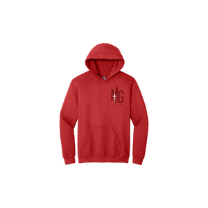 Iris DTF Heavy Blend™ Hooded Sweatshirt - Unisex - S (Gildan 18500) Size Red - Front View