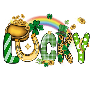 Lucky - Saint Patrick's Day Rainbow Gold Design | Iris DTF