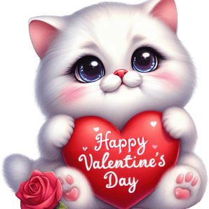 Happy Valentine's Day Cat Design - DTF Ready To Press