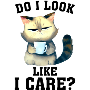Do I Look Like I Care Cat Design - DTF Ready To Press
