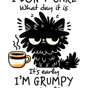 Cat With Coffee Design - DTF Ready To Press