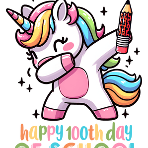 Happy 100th Day of School Unicorn Design | Iris DTF