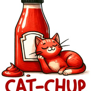 Cat-Chup Funny Animal Design - DTF Ready To Press