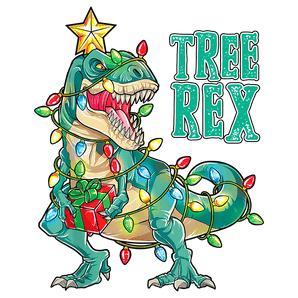 Christmas T-rex Design - DTF Ready To Press