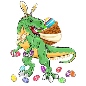 T-Rex Easter Hunting Design - DTF Ready To Press