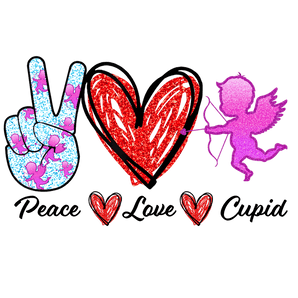 Valentine's Day Peace Love Cupid Design | Iris DTF