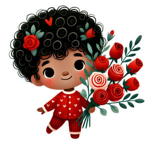 Boy Holding A Bouquet Of Red Roses Design | Iris DTF