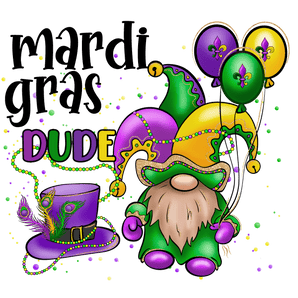 Mardi Gras Dude Gnome Design - DTF Ready To Press