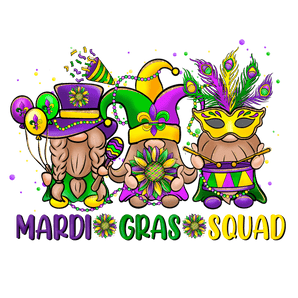 Mardi Gras Squad Gnome Design - DTF Ready To Press