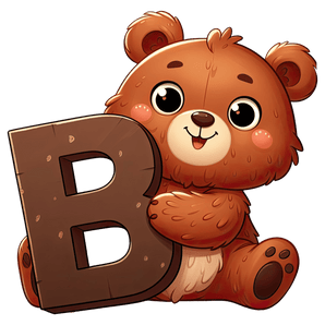Animal Alphabet B Bear Design - DTF Ready To Press