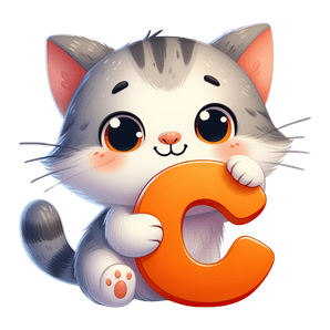 Animal Alphabet C Cat Design - DTF Ready To Press