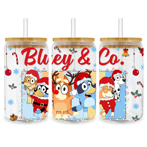 UV DTF 16 Oz Libbey Glass Cup Wrap - Bluey and Co