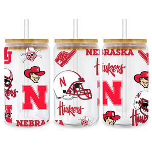 UV DTF 16 oz Libbey Cup Wrap - Nebraska Huskers | Iris DTF