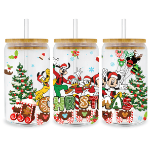 UV DTF 16 Oz Libbey Glass Cup Wrap - Christmas Disney