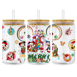 Christmas Mickey Glass Cup Wrap V1 | Iris DTF